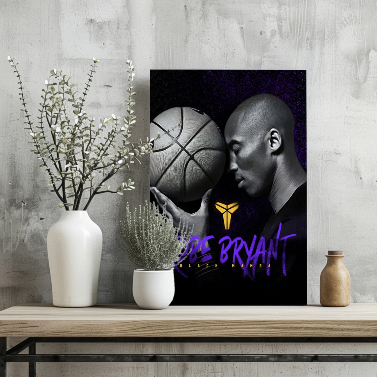 Basketball Player Ball Purple Gold Glow Aluminum Print