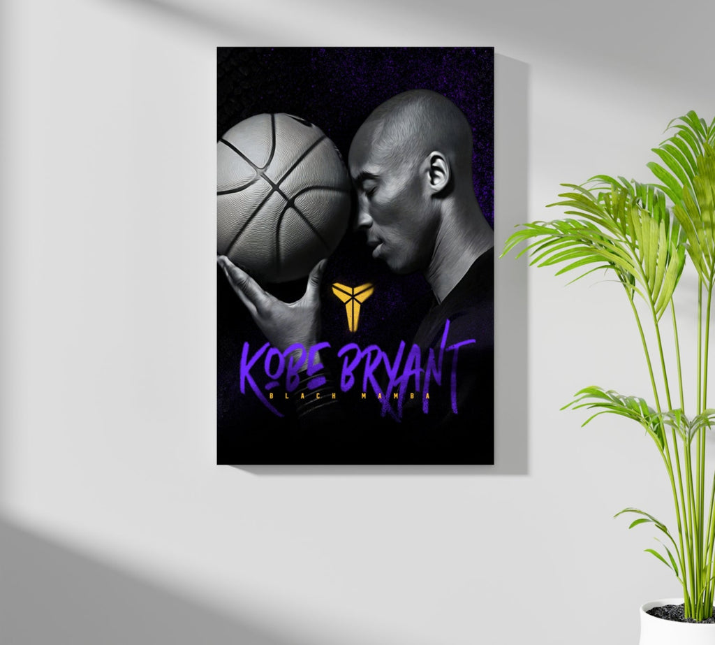 Basketball Player Ball Purple Gold Glow Aluminum Print
