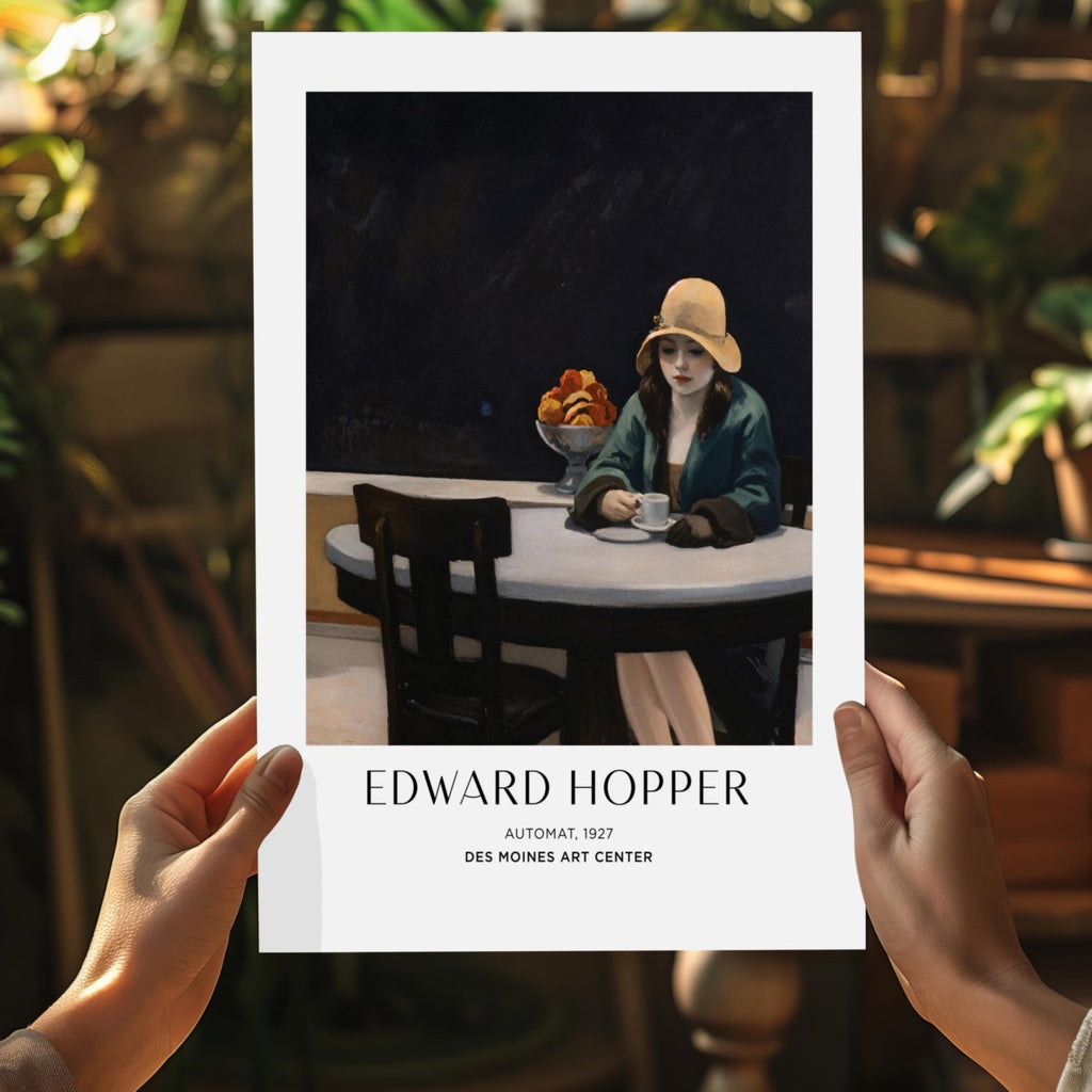 Woman in Yellow Hat at Cafe Aluminum Print