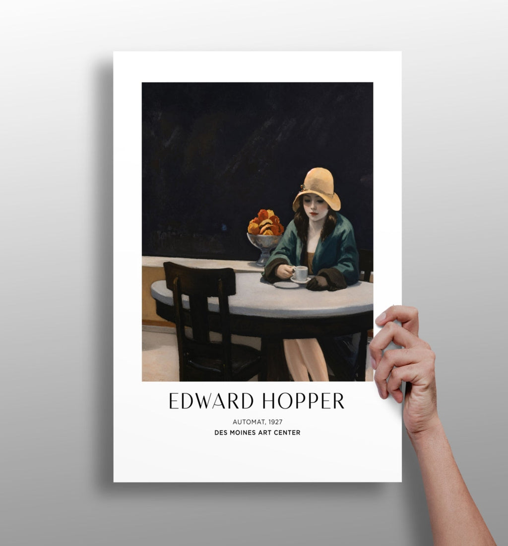 Woman in Yellow Hat at Cafe Aluminum Print