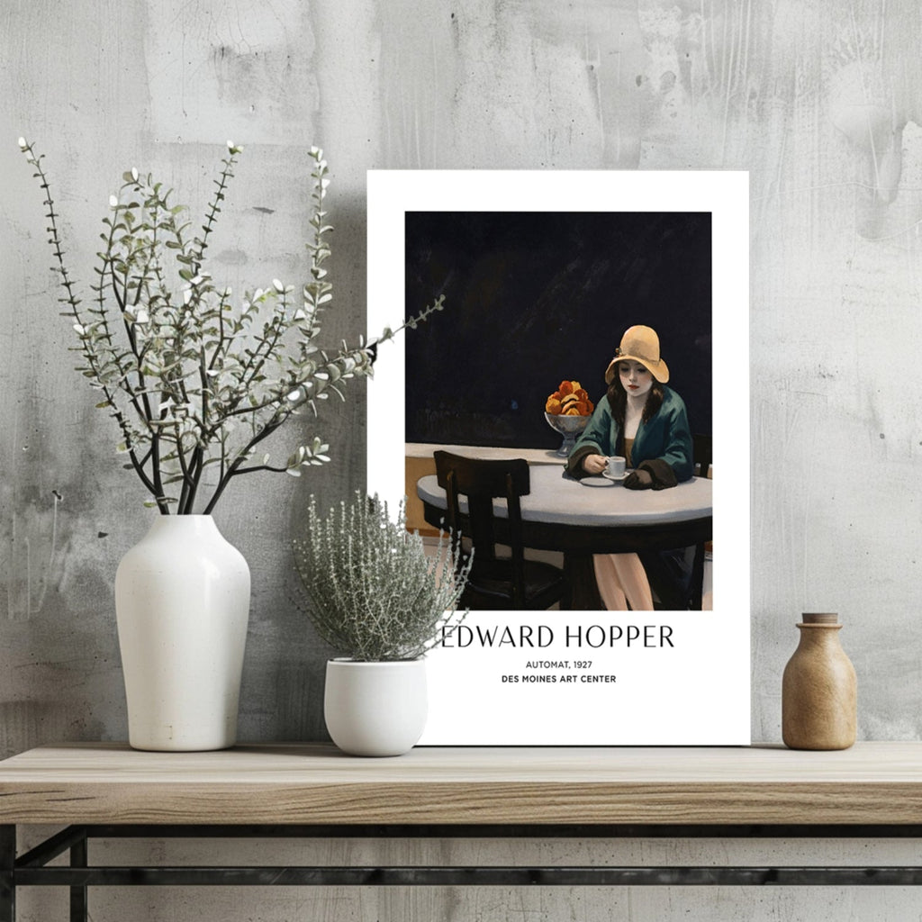 Woman in Yellow Hat at Cafe Aluminum Print