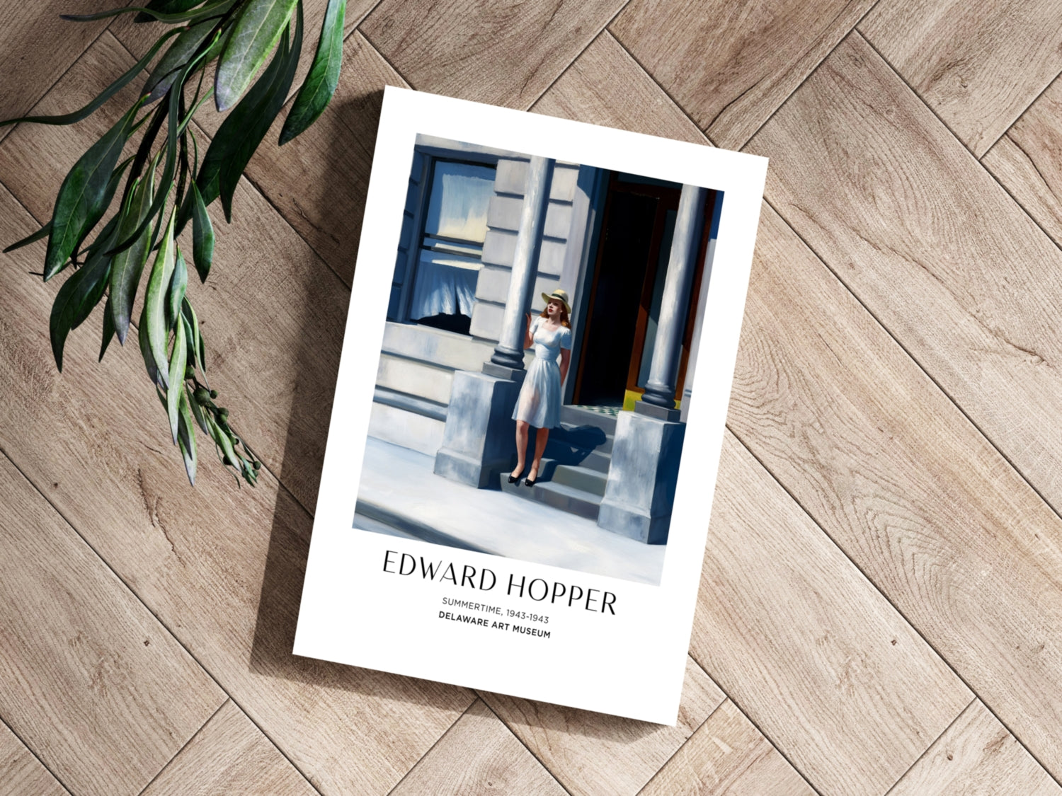 Woman in White Dress on Steps Aluminum Print