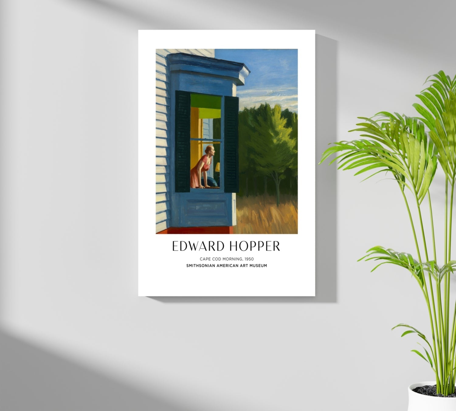 Woman at Blue Cottage Window Aluminum Print