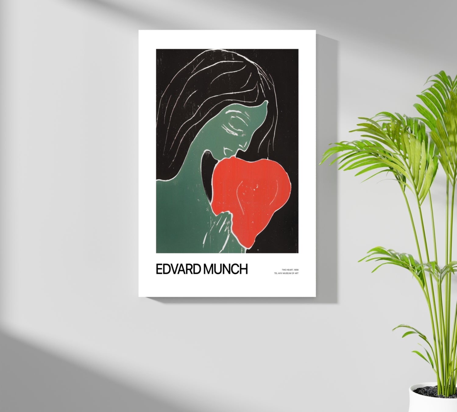 Munch Green Figure Holding Red Heart Aluminum Print