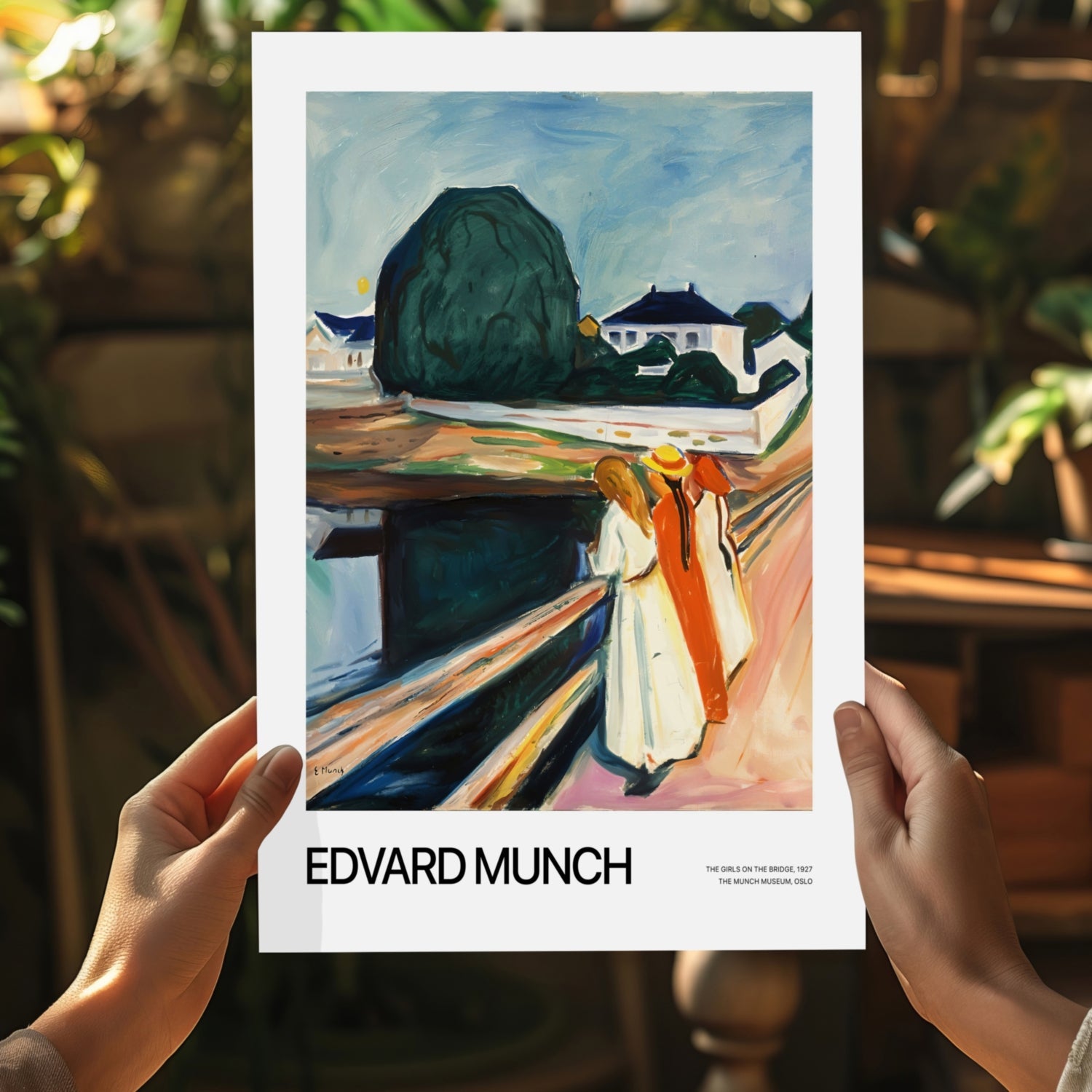 Munch Girls On Wooden Bridge Village Aluminum Print
