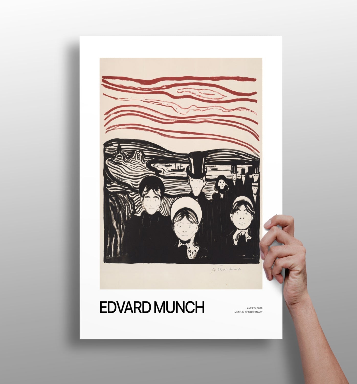Munch Crimson Sky Anxious Crowd Aluminum Print