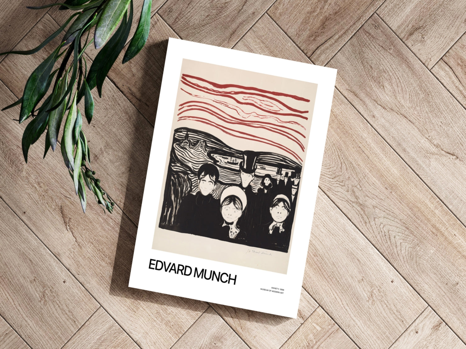 Munch Crimson Sky Anxious Crowd Aluminum Print