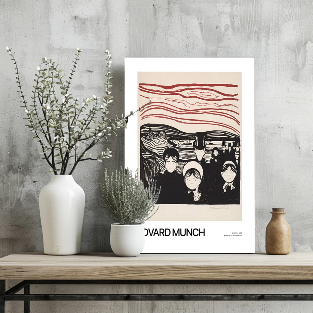 Munch Crimson Sky Anxious Crowd Aluminum Print