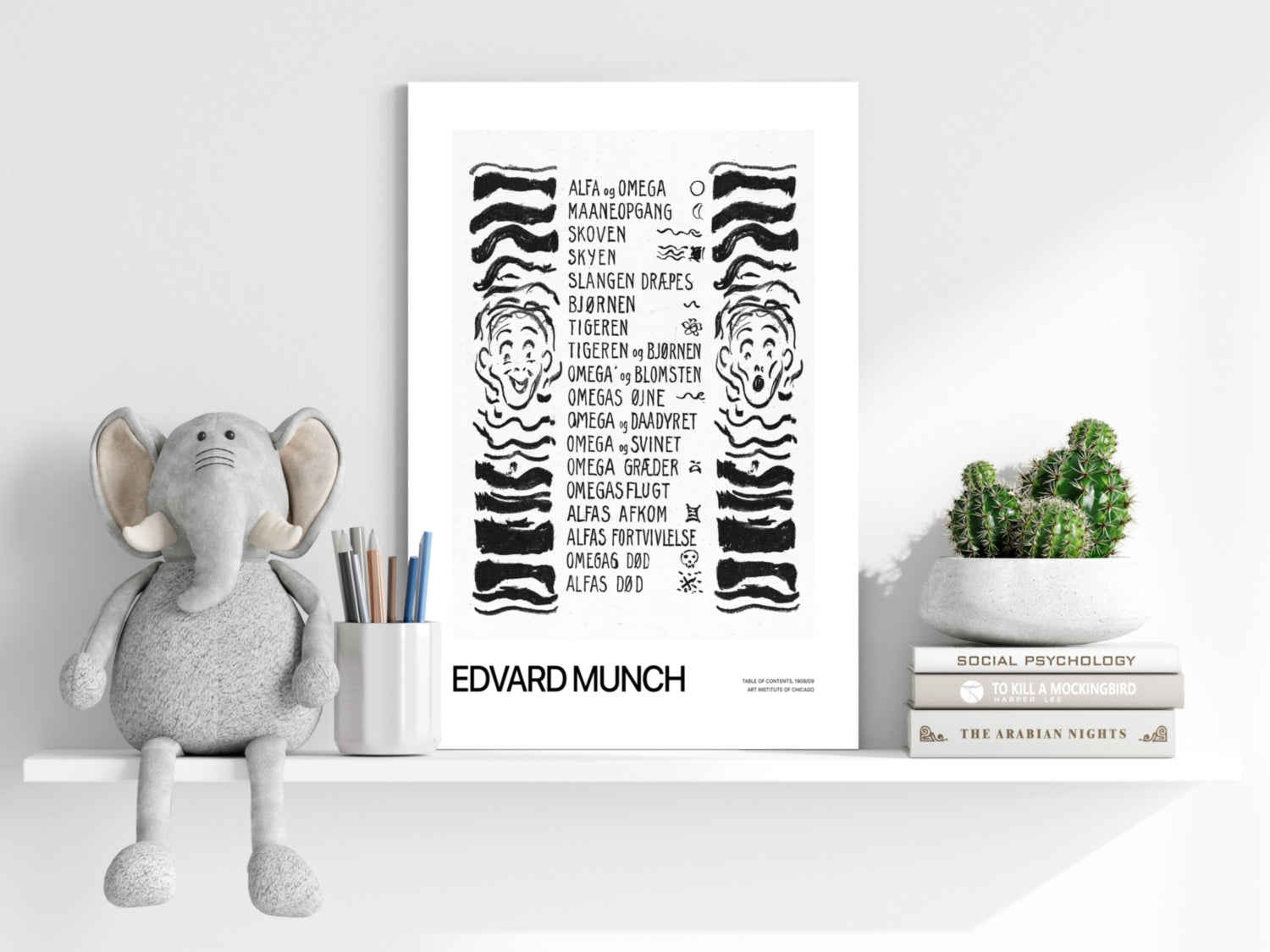 Munch Nordic Word List Sketch Faces Aluminum Print