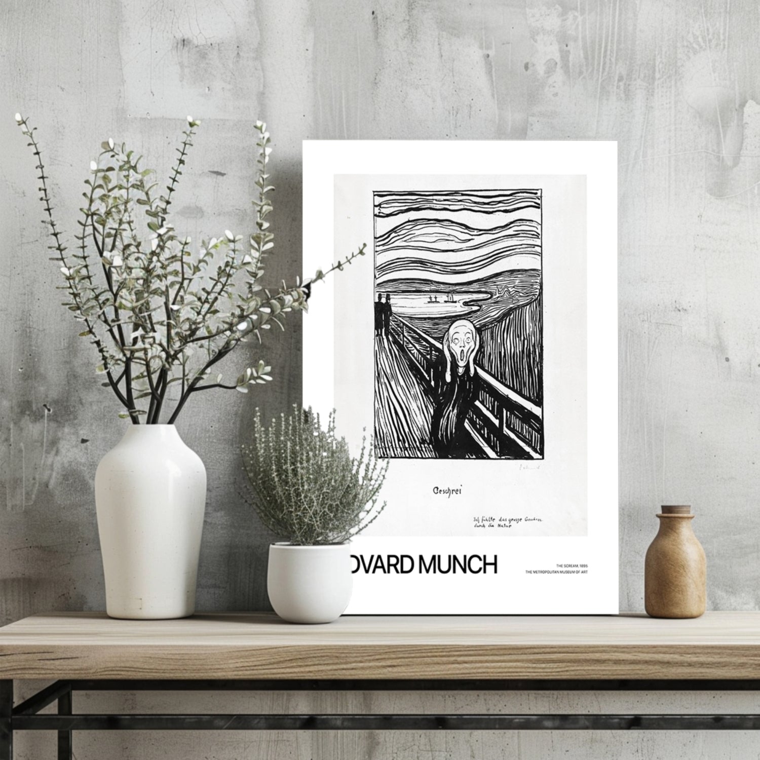 Munch Wavy Line Screaming Figure Bridge Aluminum Print