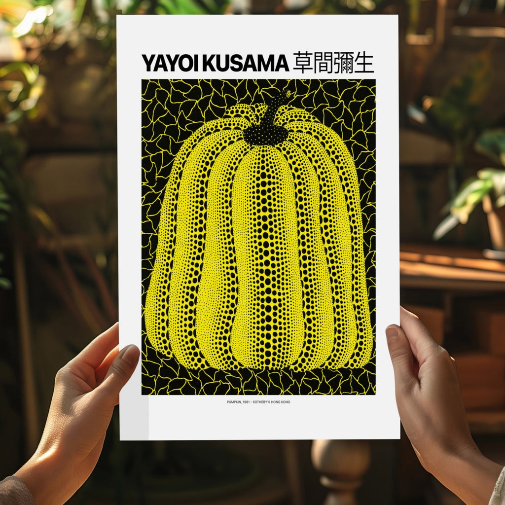 Yellow Black Dotted Pumpkin Aluminum Print