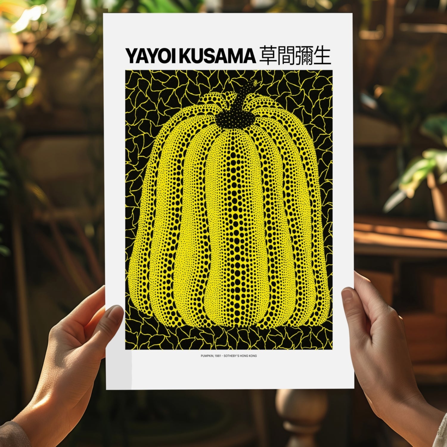 Yellow Black Dotted Pumpkin Aluminum Print