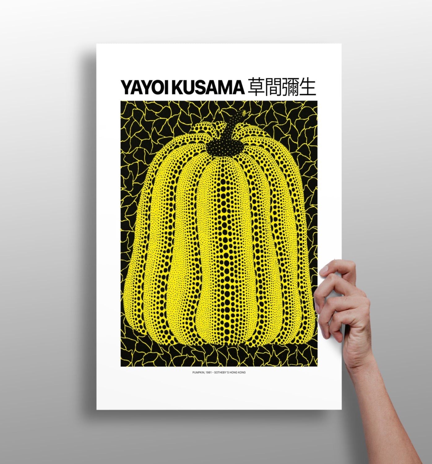 Yellow Black Dotted Pumpkin Aluminum Print
