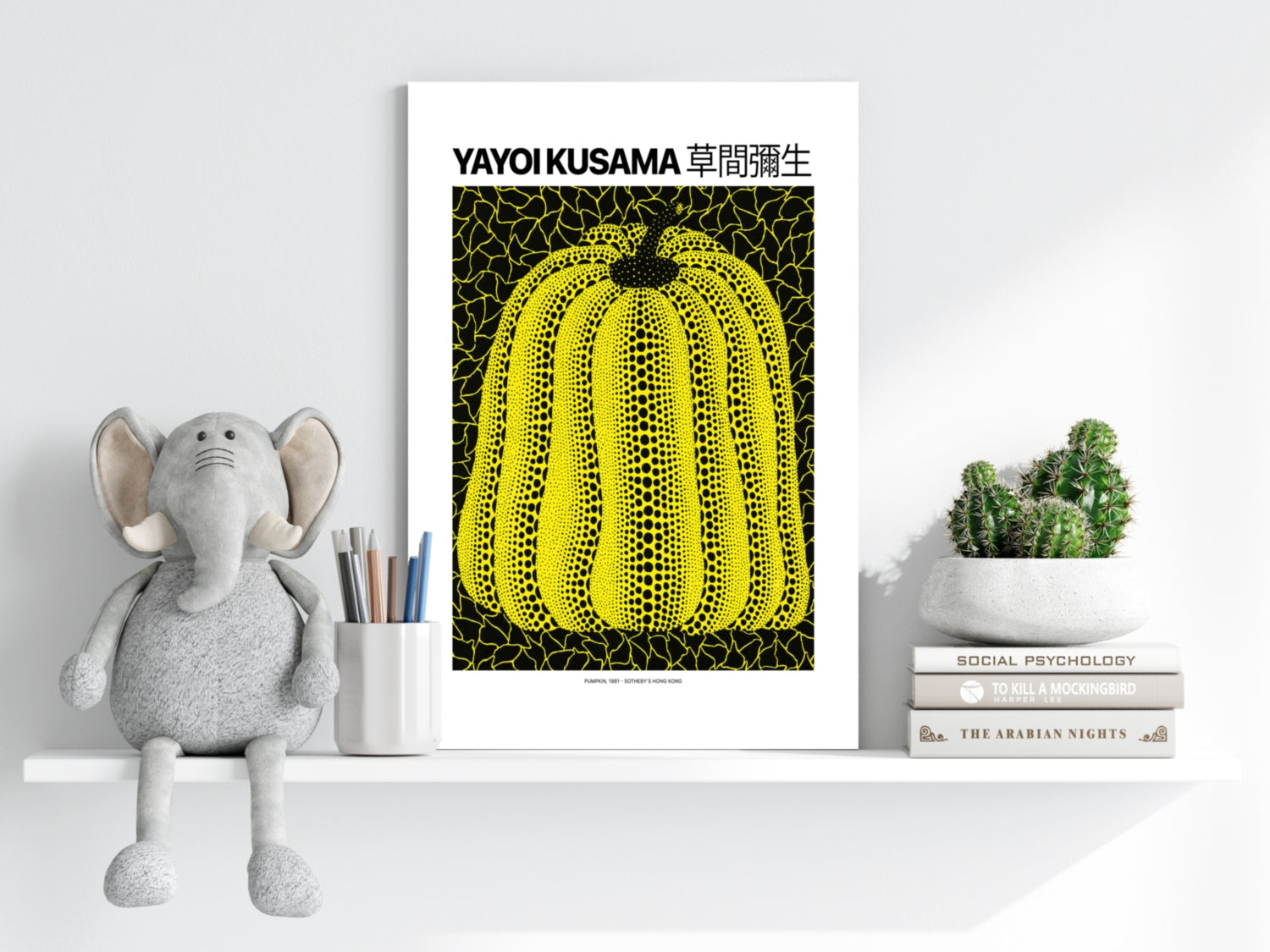 Yellow Black Dotted Pumpkin Aluminum Print