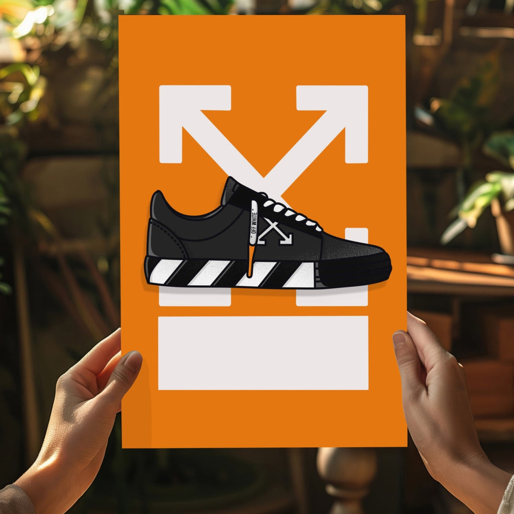 Orange Arrow Backdrop Striped Sneaker Aluminum Print