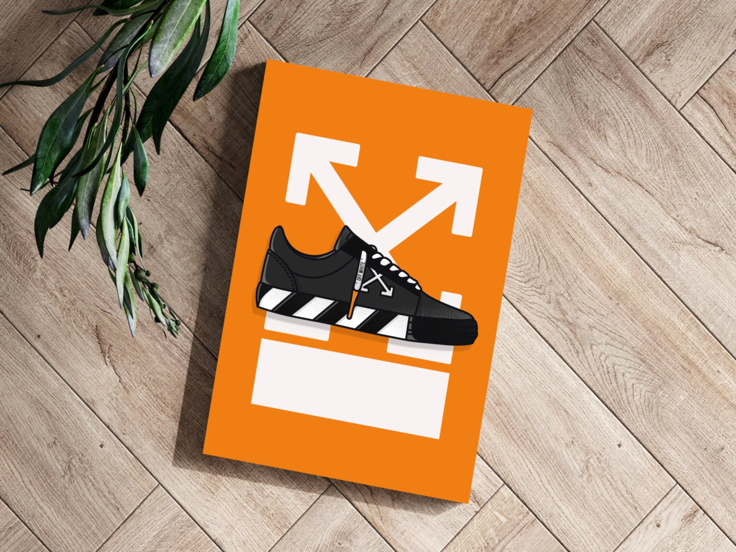 Orange Arrow Backdrop Striped Sneaker Aluminum Print