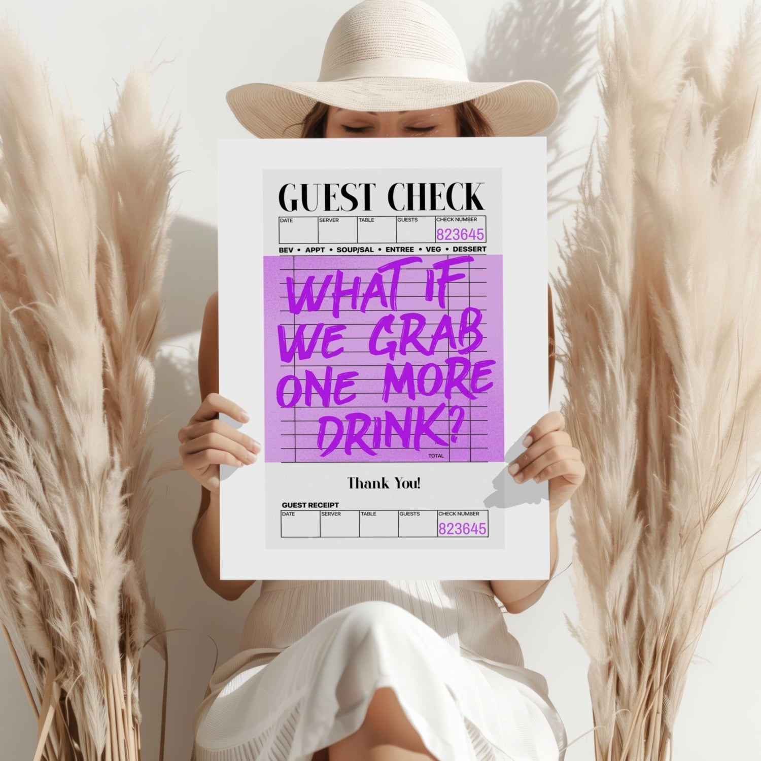 Purple One More Drink Guest Check Aluminum Print