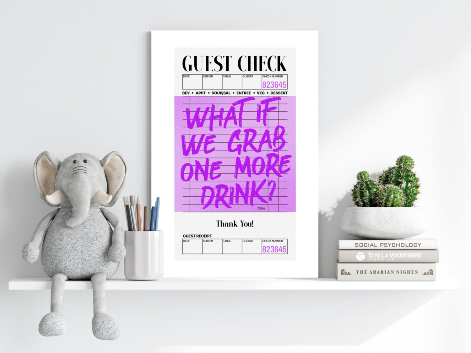 Purple One More Drink Guest Check Aluminum Print