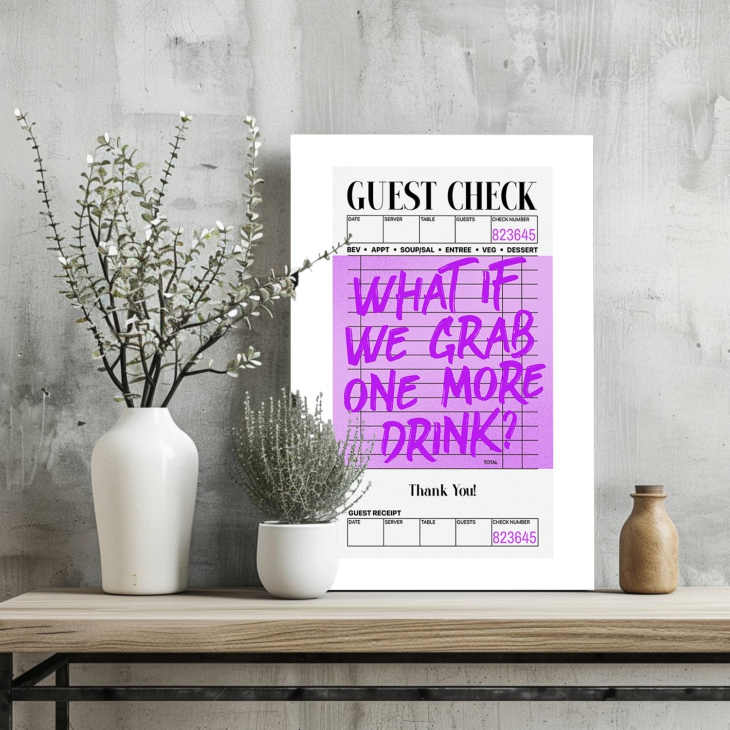 Purple One More Drink Guest Check Aluminum Print
