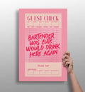 Pink Bartender Was Cute Guest Check Aluminum Print