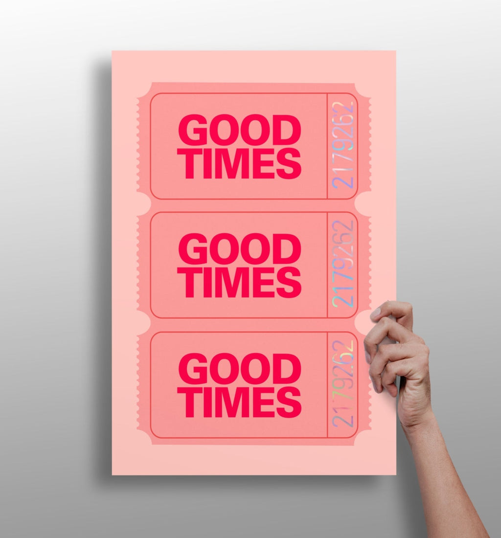 Pink Triple Ticket Stub Good Times Aluminum Print