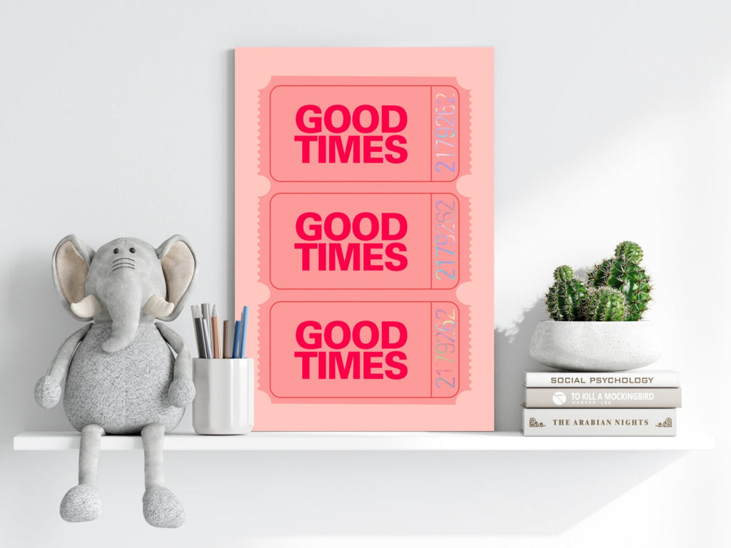 Pink Triple Ticket Stub Good Times Aluminum Print