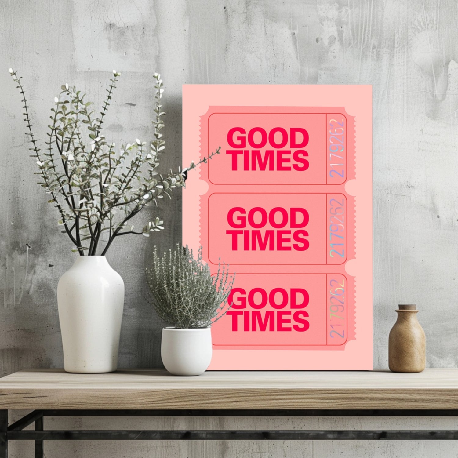 Pink Triple Ticket Stub Good Times Aluminum Print
