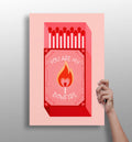 Red Heart Flame Bonfire Matchbox Aluminum Print