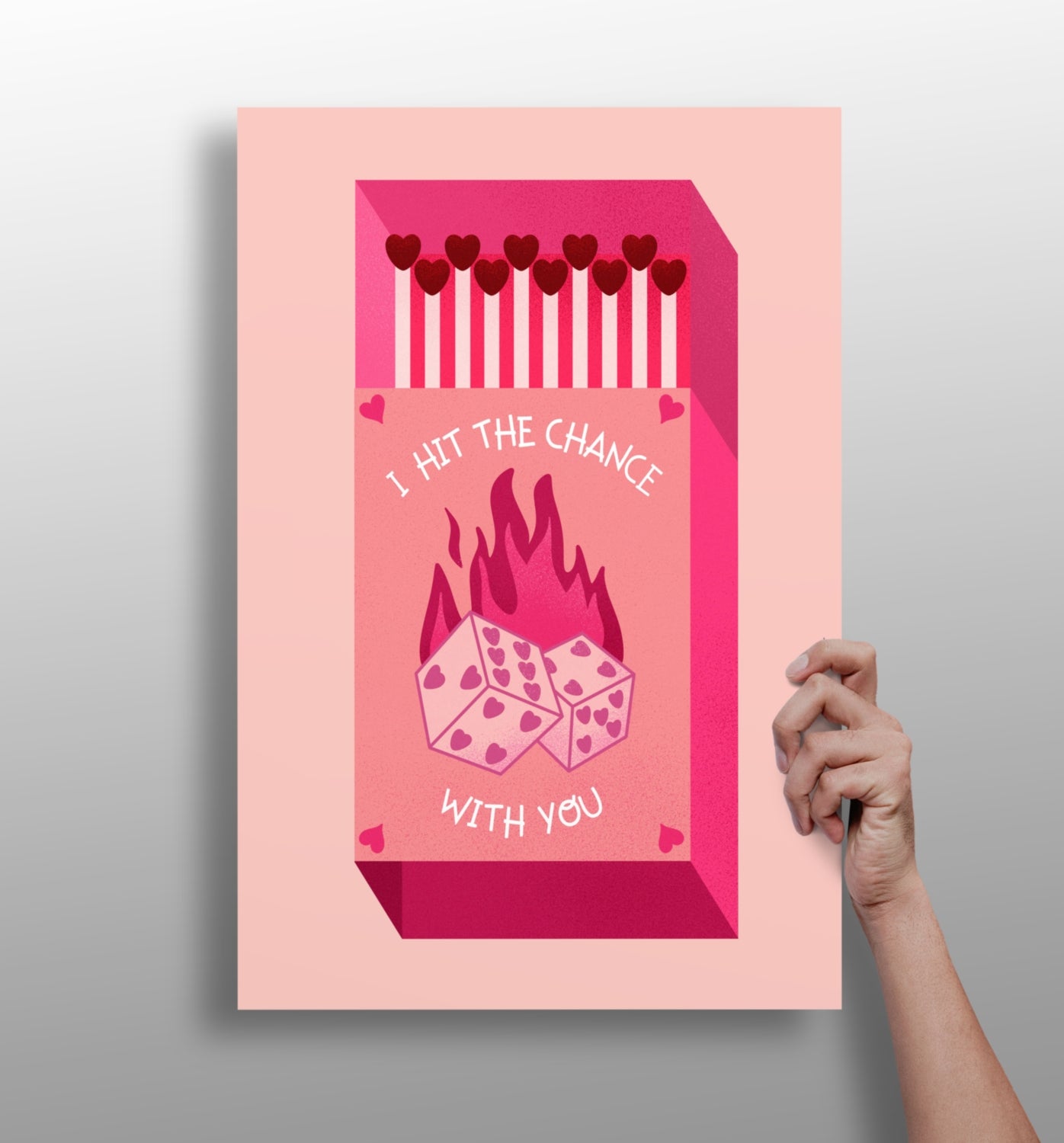 Pink Dice Flame Lucky Matchbox Aluminum Print