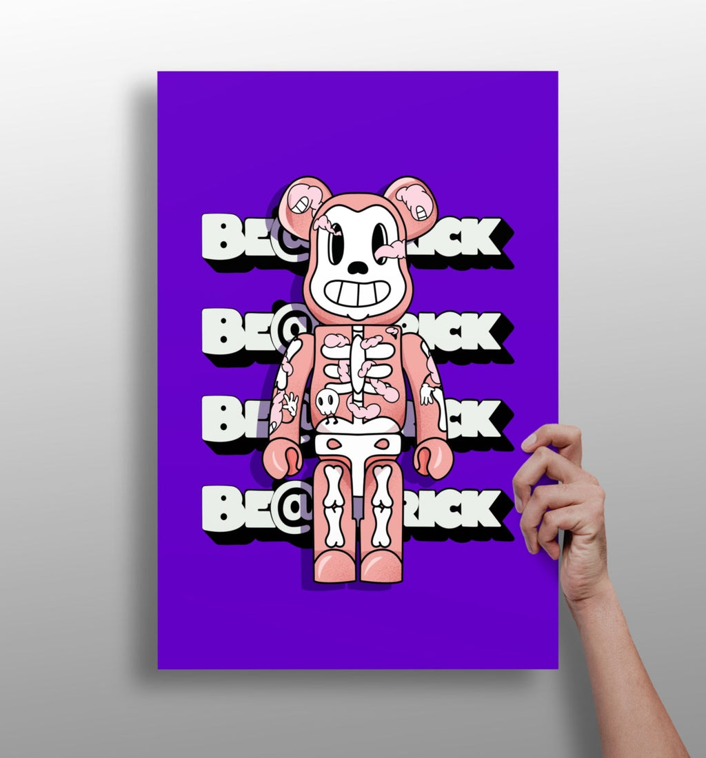 Purple Skeleton Toy Bear Figure Aluminum Print