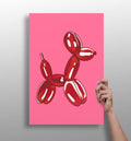 Deep Red on Hot Pink Balloon Dog Aluminum Print