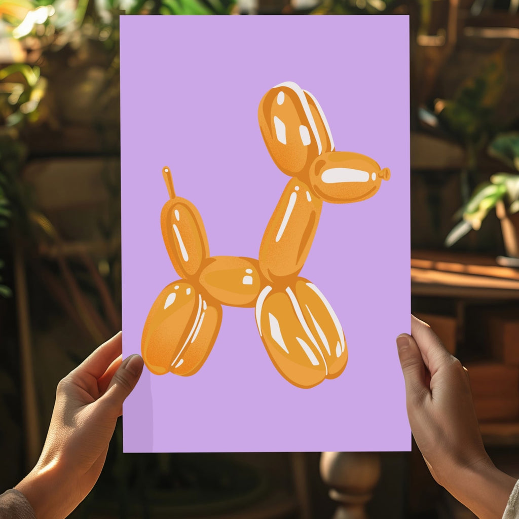 Amber Gold on Lavender Balloon Dog Aluminum Print