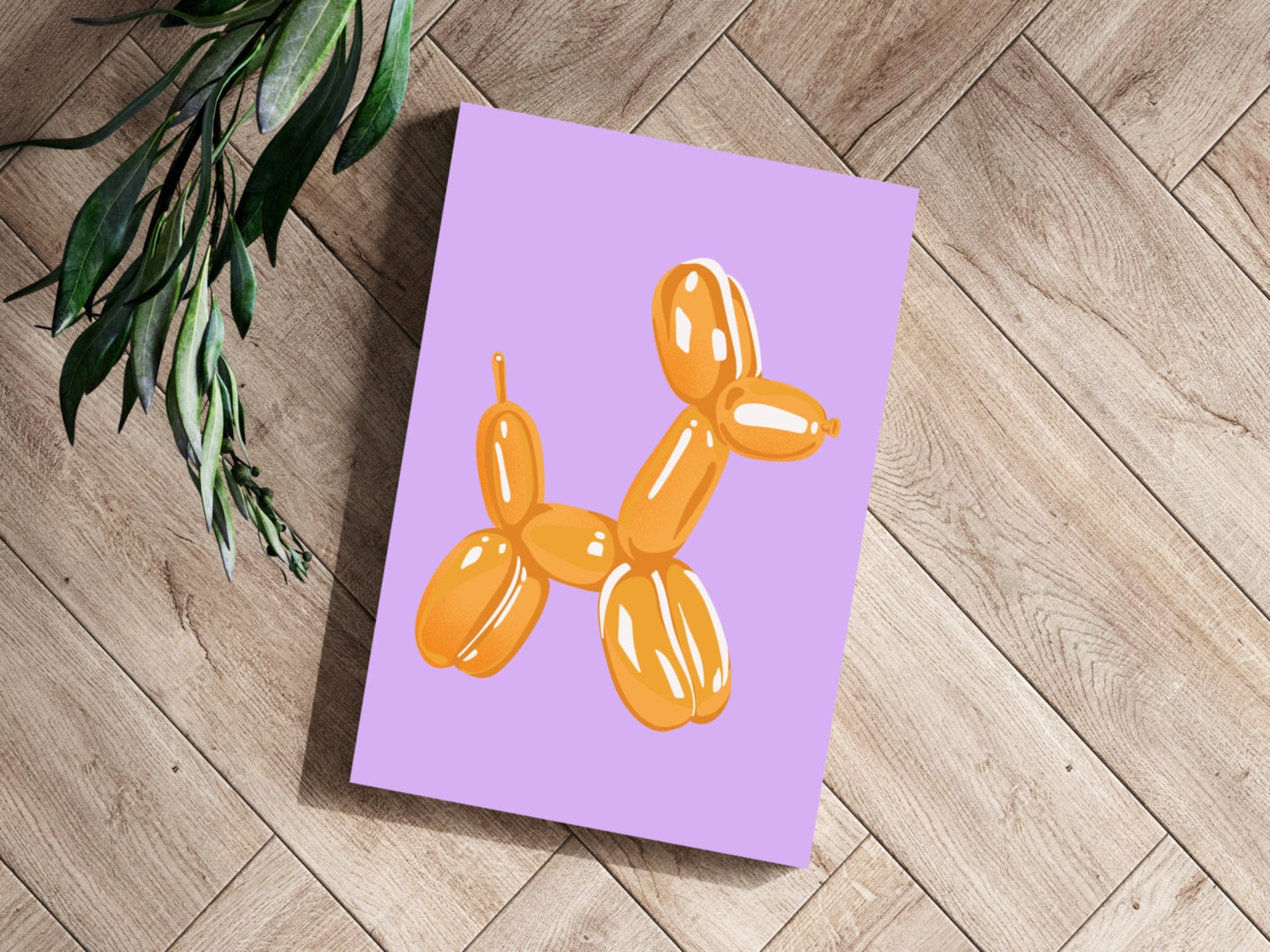 Amber Gold on Lavender Balloon Dog Aluminum Print