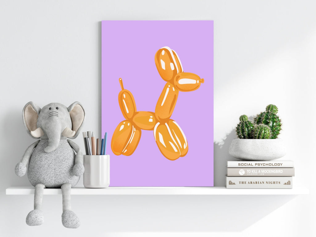 Amber Gold on Lavender Balloon Dog Aluminum Print