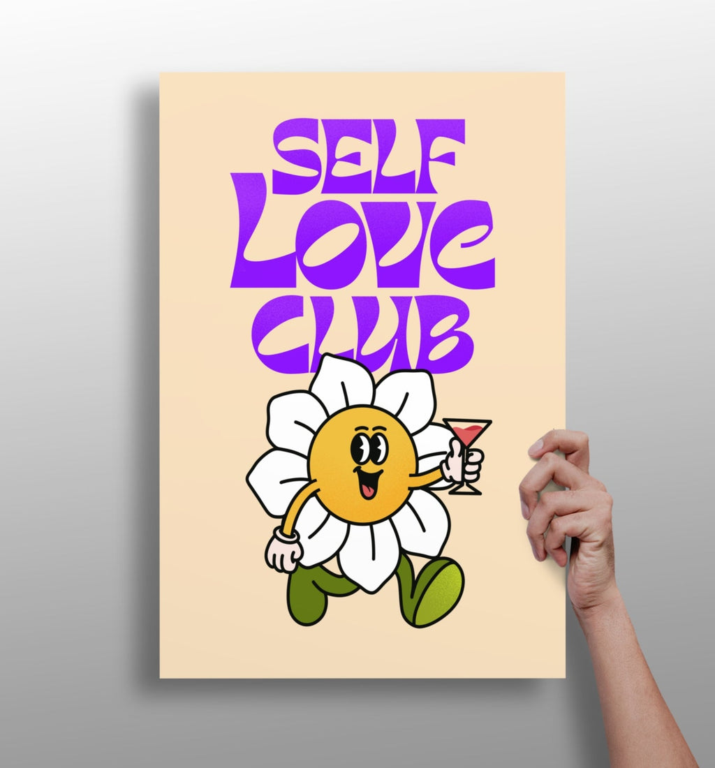 Purple Retro Type Daisy Cocktail Club Aluminum Print