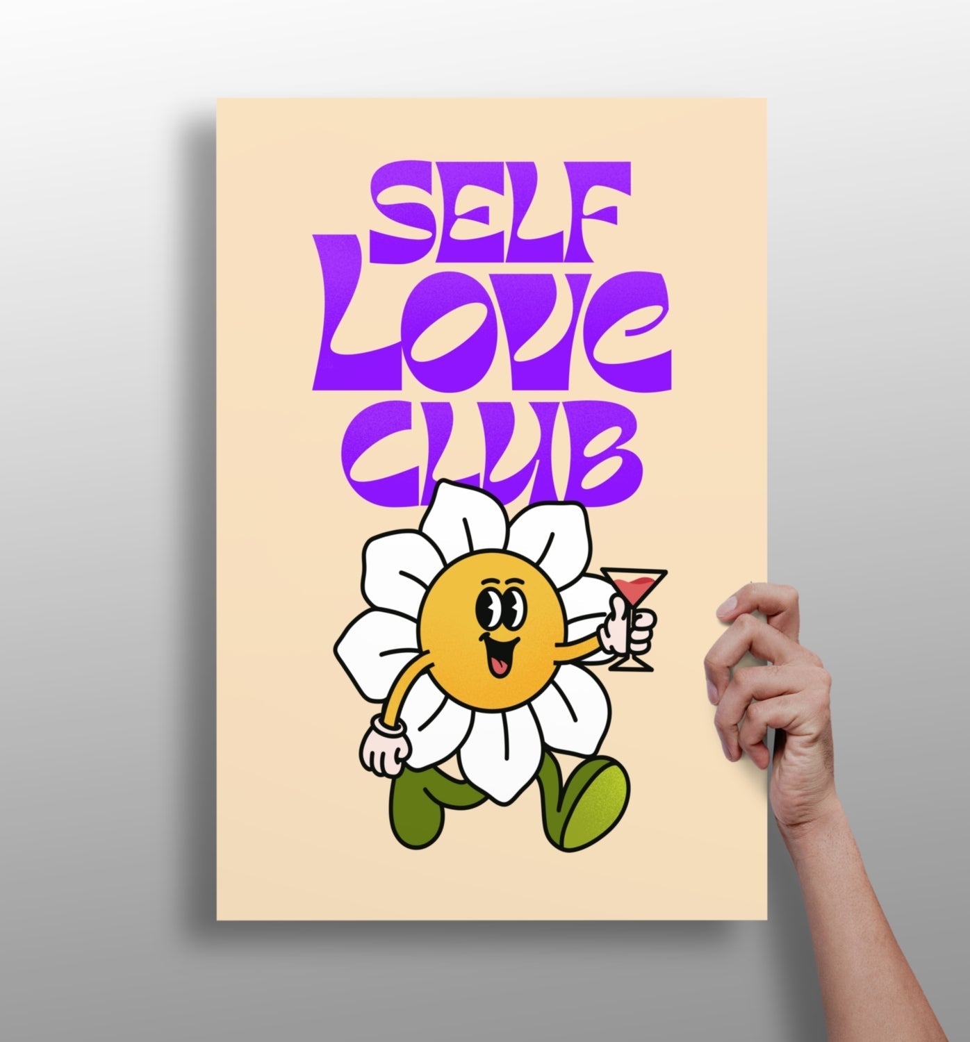 Purple Retro Type Daisy Cocktail Club Aluminum Print