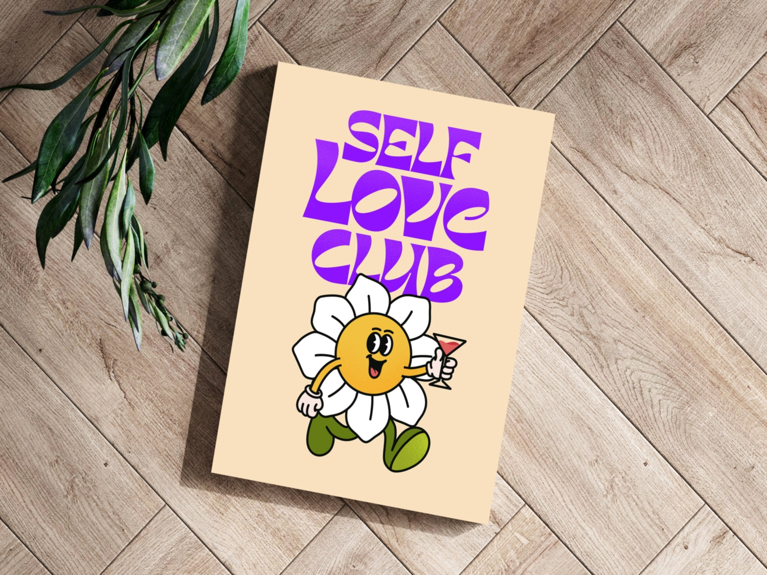 Purple Retro Type Daisy Cocktail Club Aluminum Print