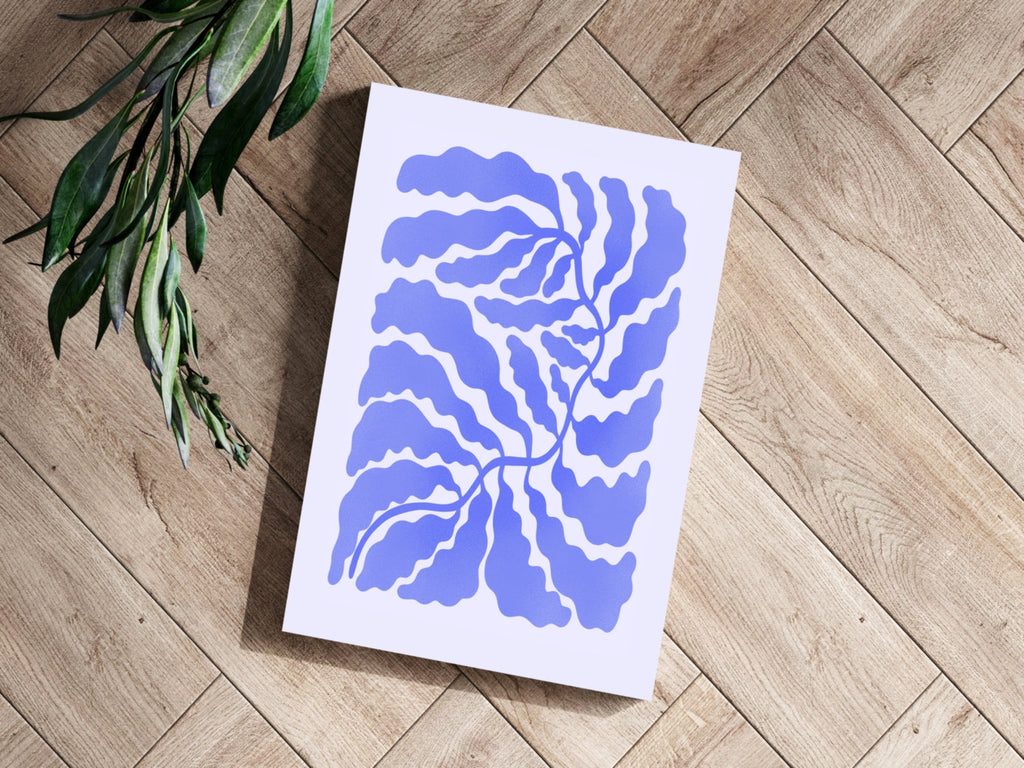 Periwinkle Branching Leaves Abstract Flower Aluminum Print