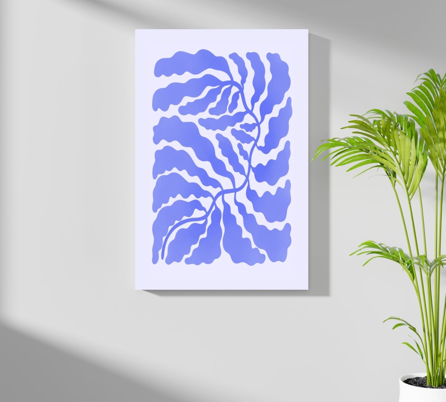 Periwinkle Branching Leaves Abstract Flower Aluminum Print