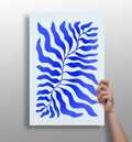 Cobalt Blue Feathered Stem Abstract Flower Aluminum Print