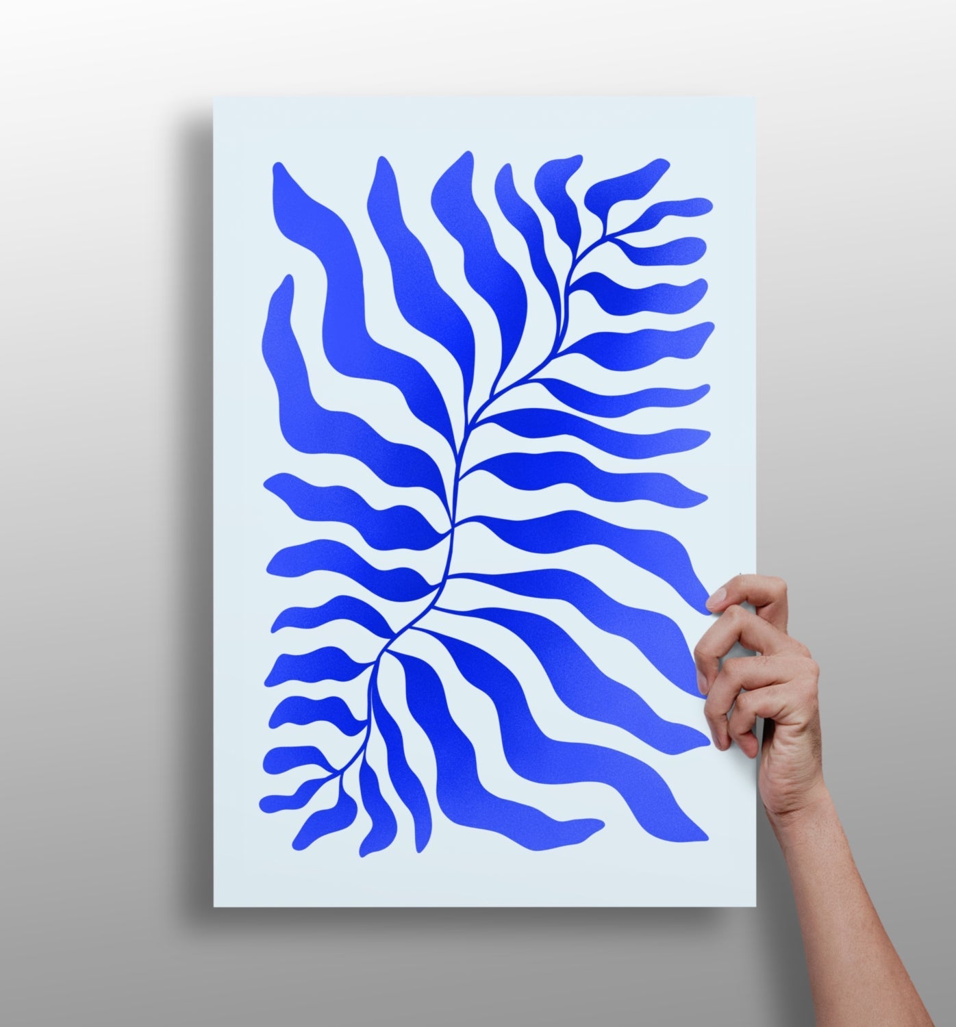 Cobalt Blue Feathered Stem Abstract Flower Aluminum Print