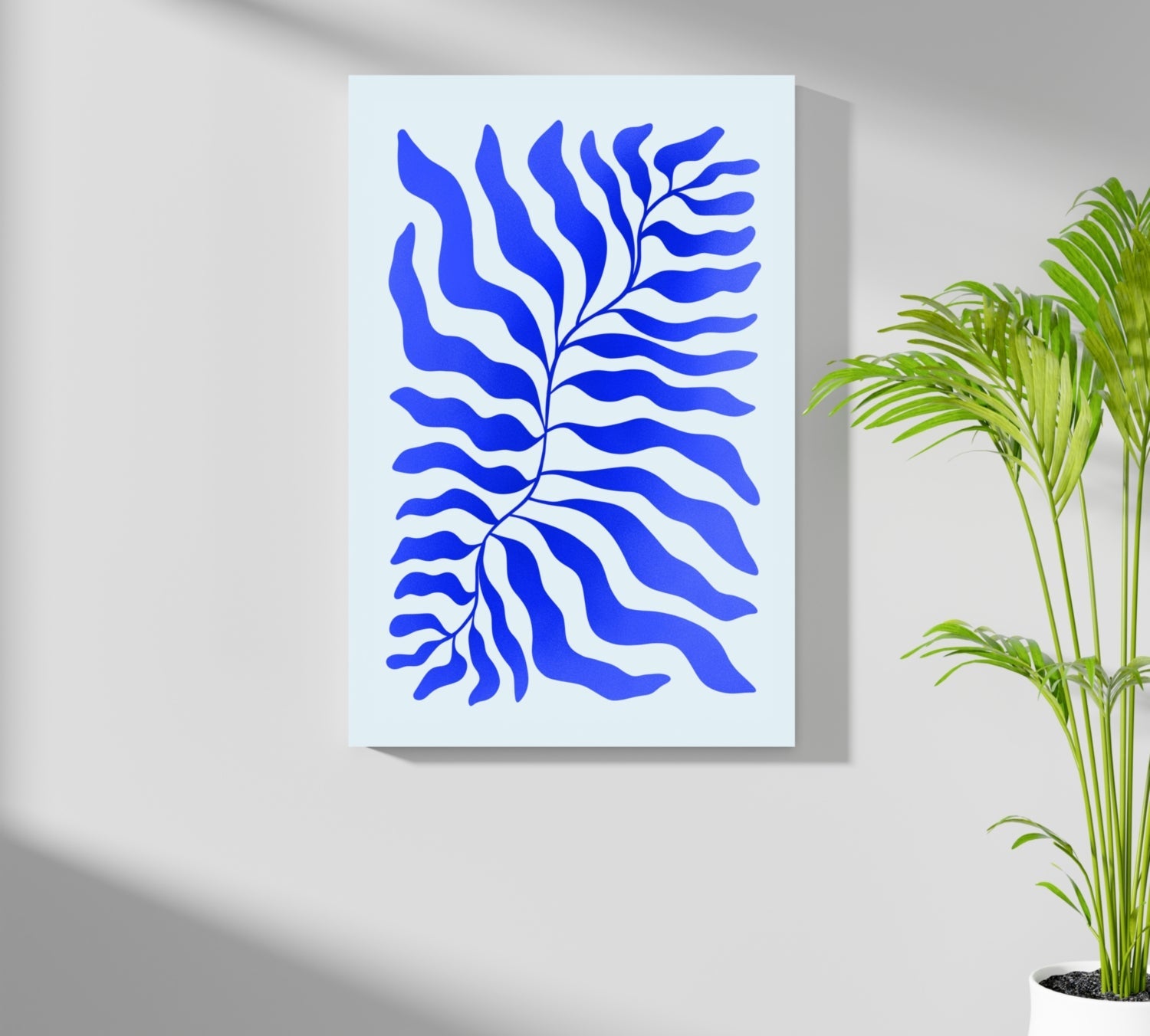 Cobalt Blue Feathered Stem Abstract Flower Aluminum Print