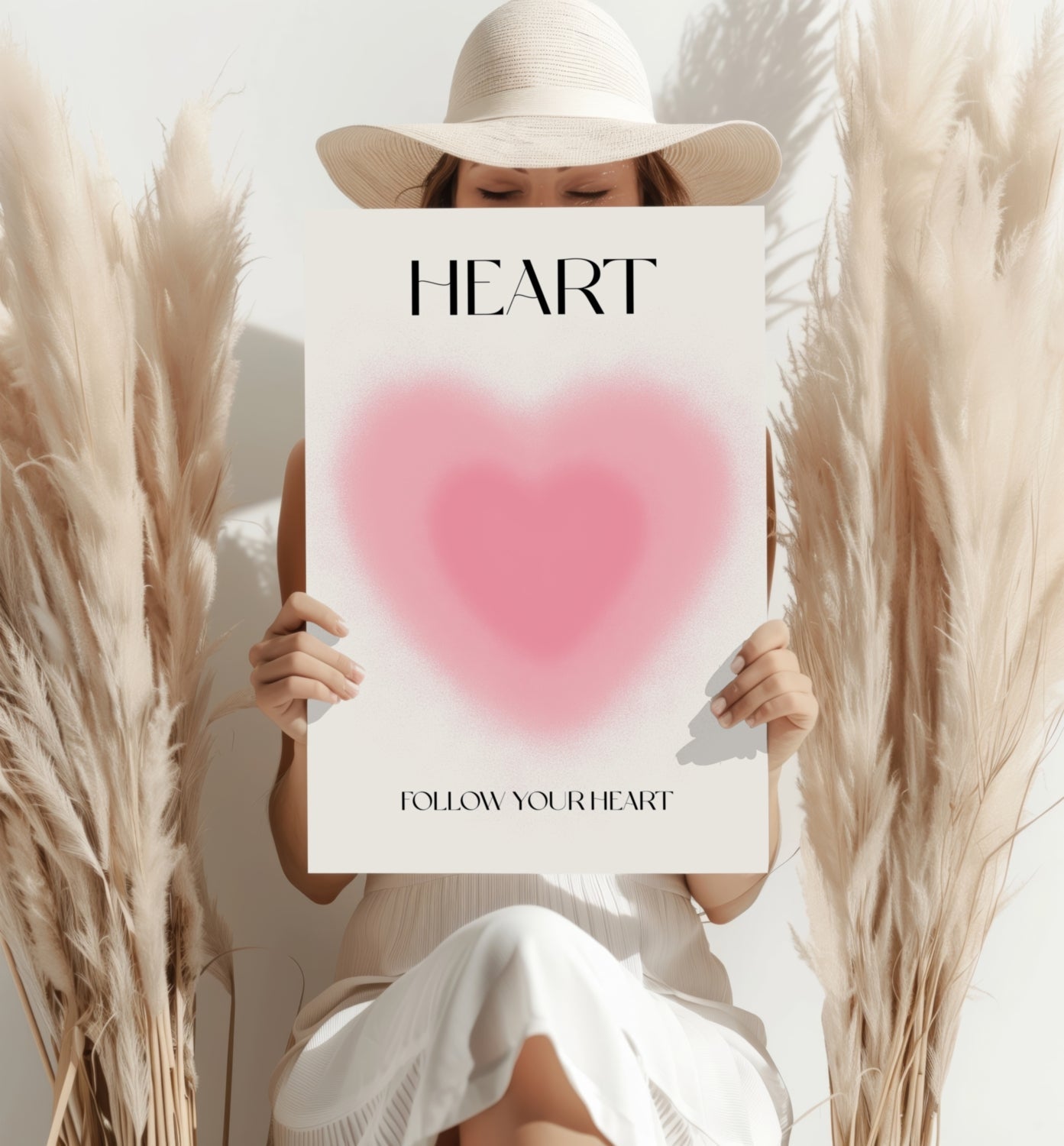 Pink Aura Gradient Follow Your Heart Aluminum Print