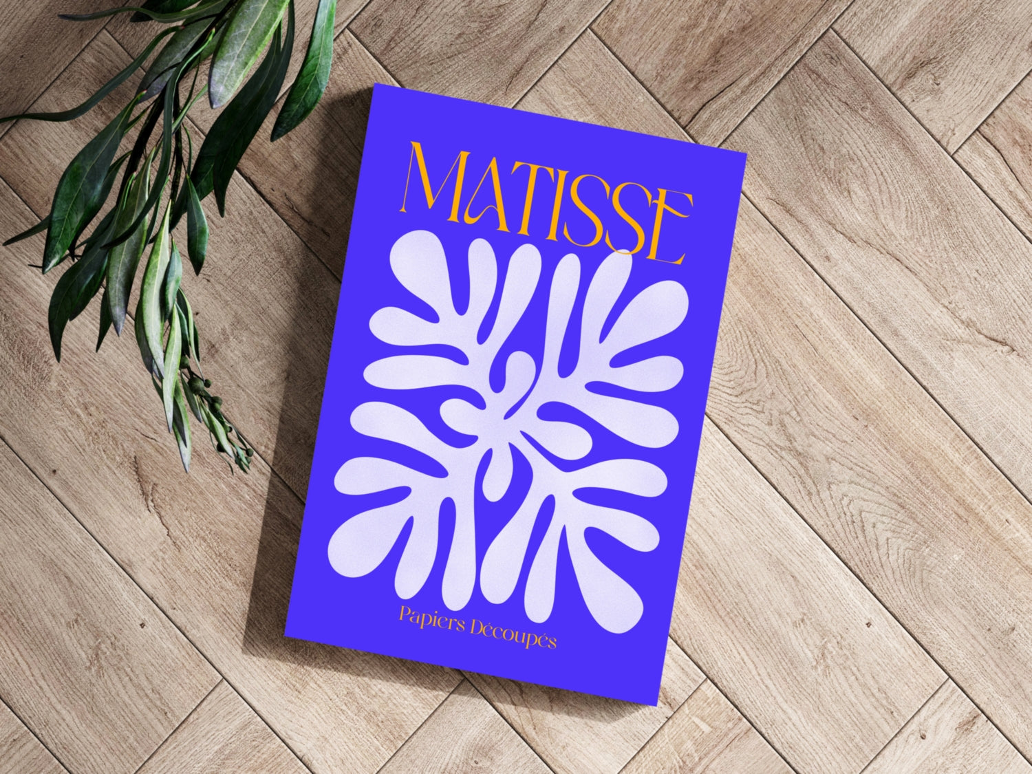 Matisse Cobalt Blue Cut Paper Floral Motif Aluminum Print
