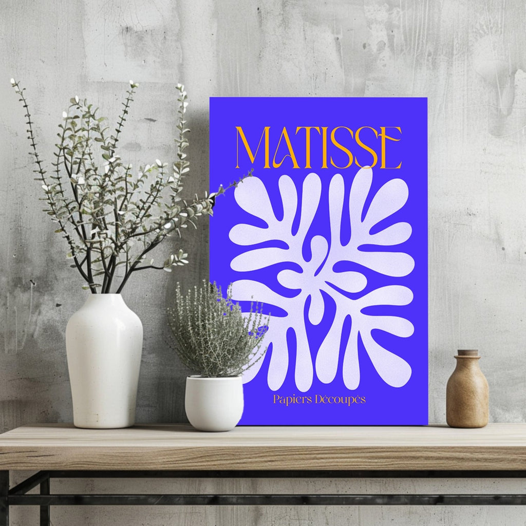 Matisse Cobalt Blue Cut Paper Floral Motif Aluminum Print