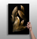 Golden Feather Cluster On Black Aluminum Print