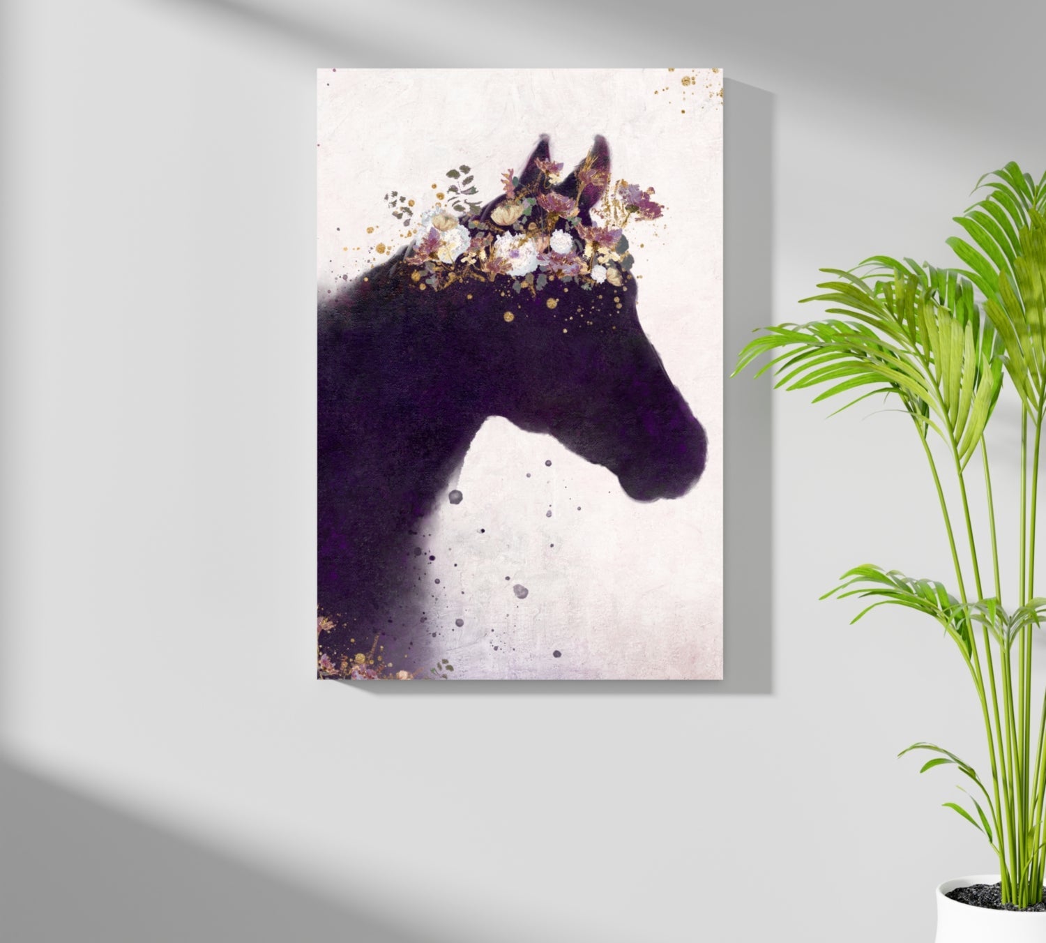 Floral Crown Purple Horse Silhouette Aluminum Print