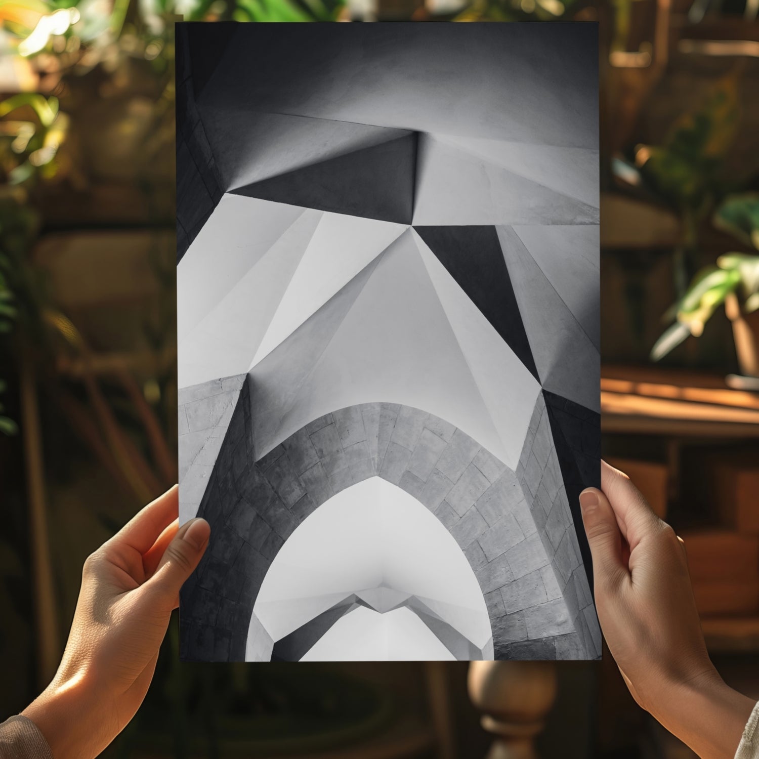 Faceted Concrete Arches Geometric Aluminum Print