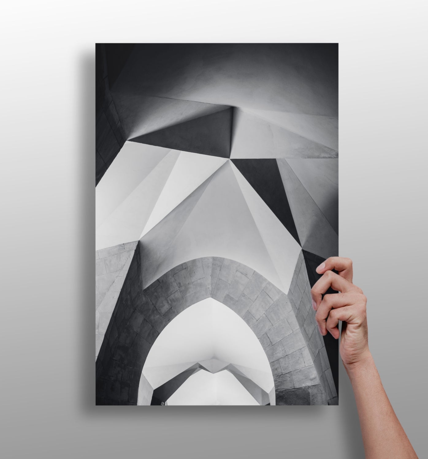 Faceted Concrete Arches Geometric Aluminum Print