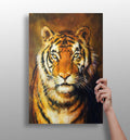 Golden Oil Painted Tiger Portrait Aluminum Print